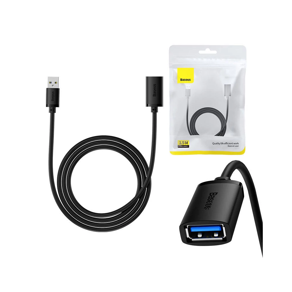 Baseus AirJoy Series USB 3.0 hosszabbítókábel, 1,5m (fekete)
