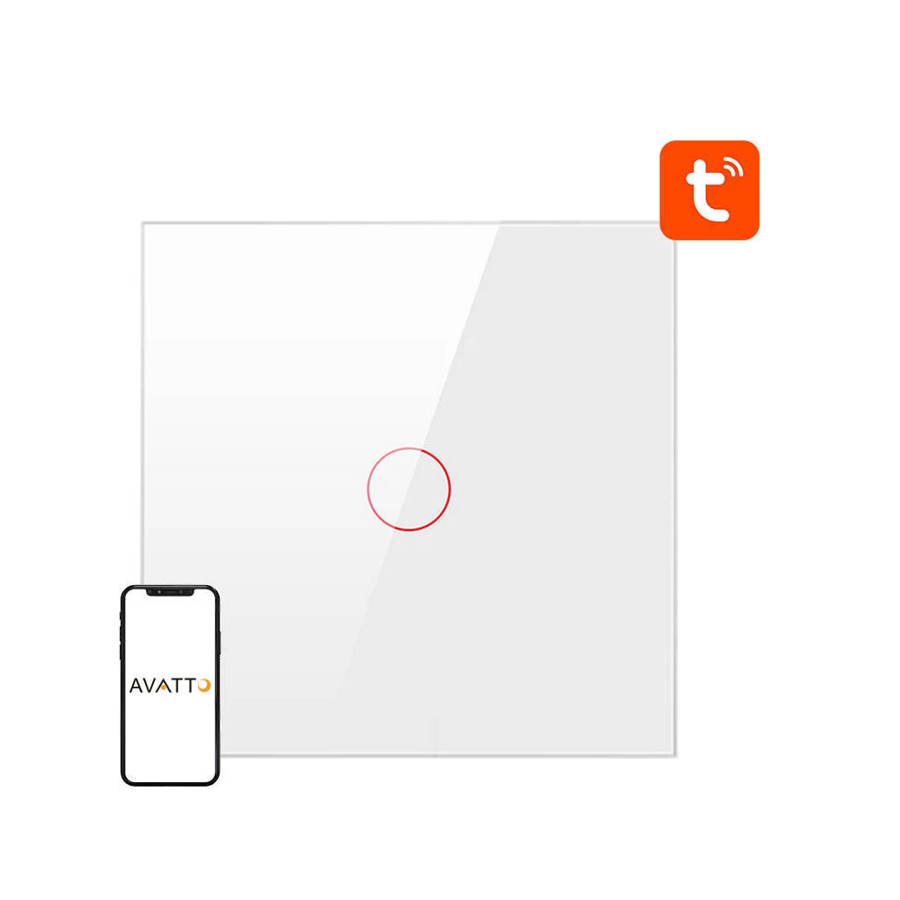 ZigBee Avatto érintőkapcsoló ZTS02-EU-W1 Single TUYA (fehér)