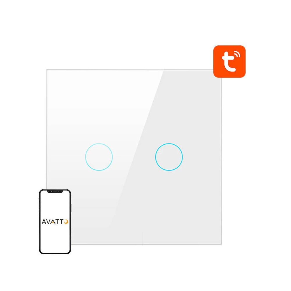 Smart Light Switch ZigBee Avatto ZTS02-EU-W2 2 Way TUYA (white)