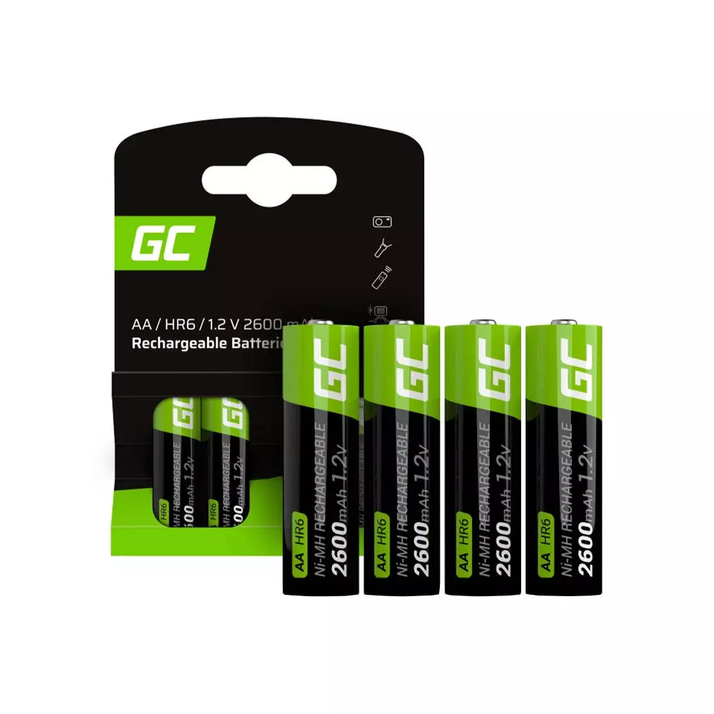 Green Cell Rechargeable Batteries Sticks 4x AA R6 2600mAh