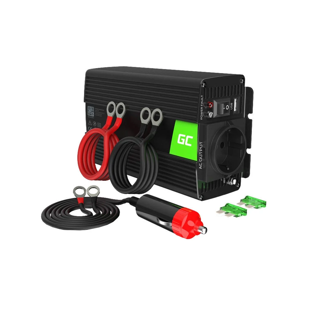 Green Cell 12V - 230V 500W/1000W feszültség inverter (módosított szinusz hullámmal)