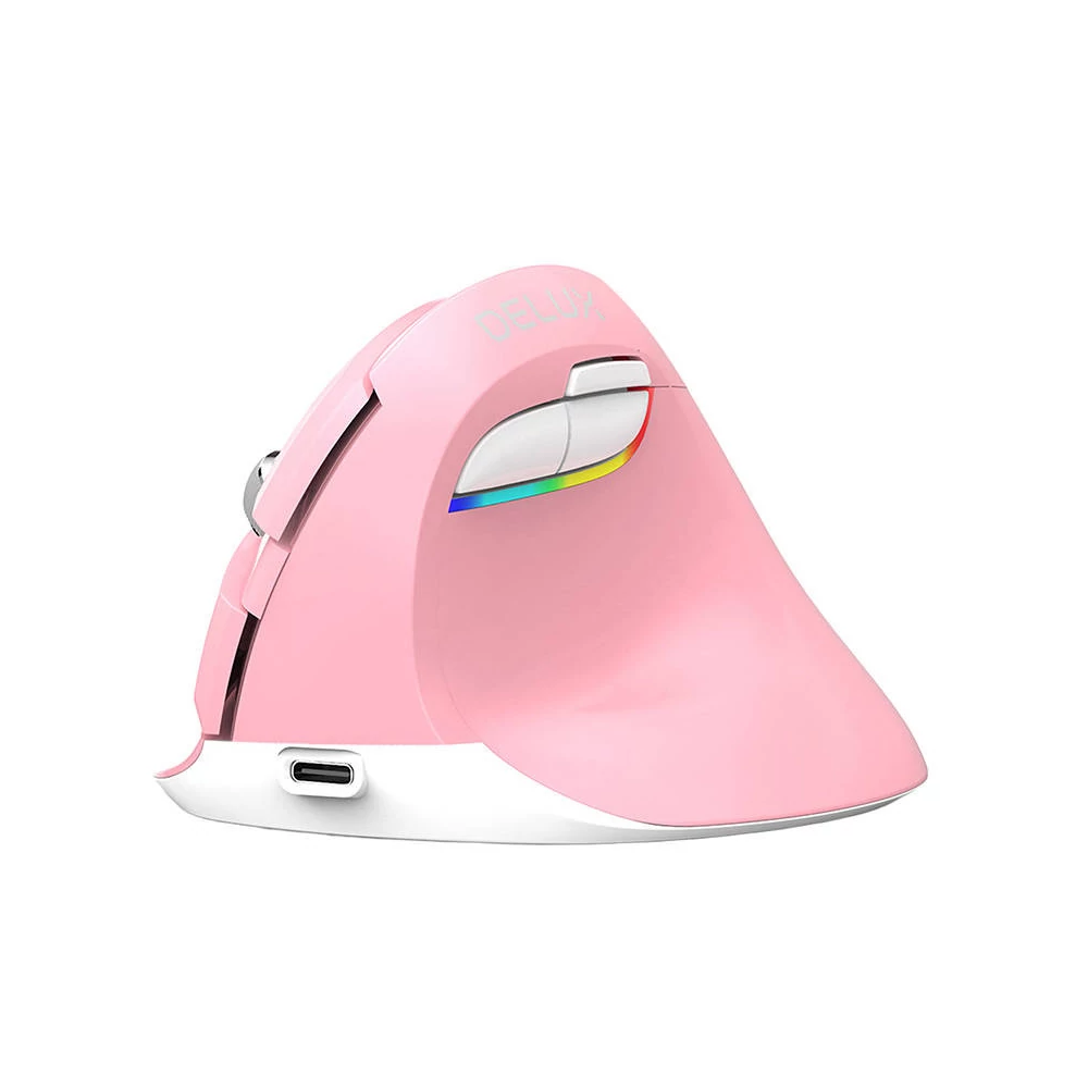 Delux M618 Mini DB BT+2.4G 2400DPI vezeték nélküli ergonomikus egér (rózsaszín)