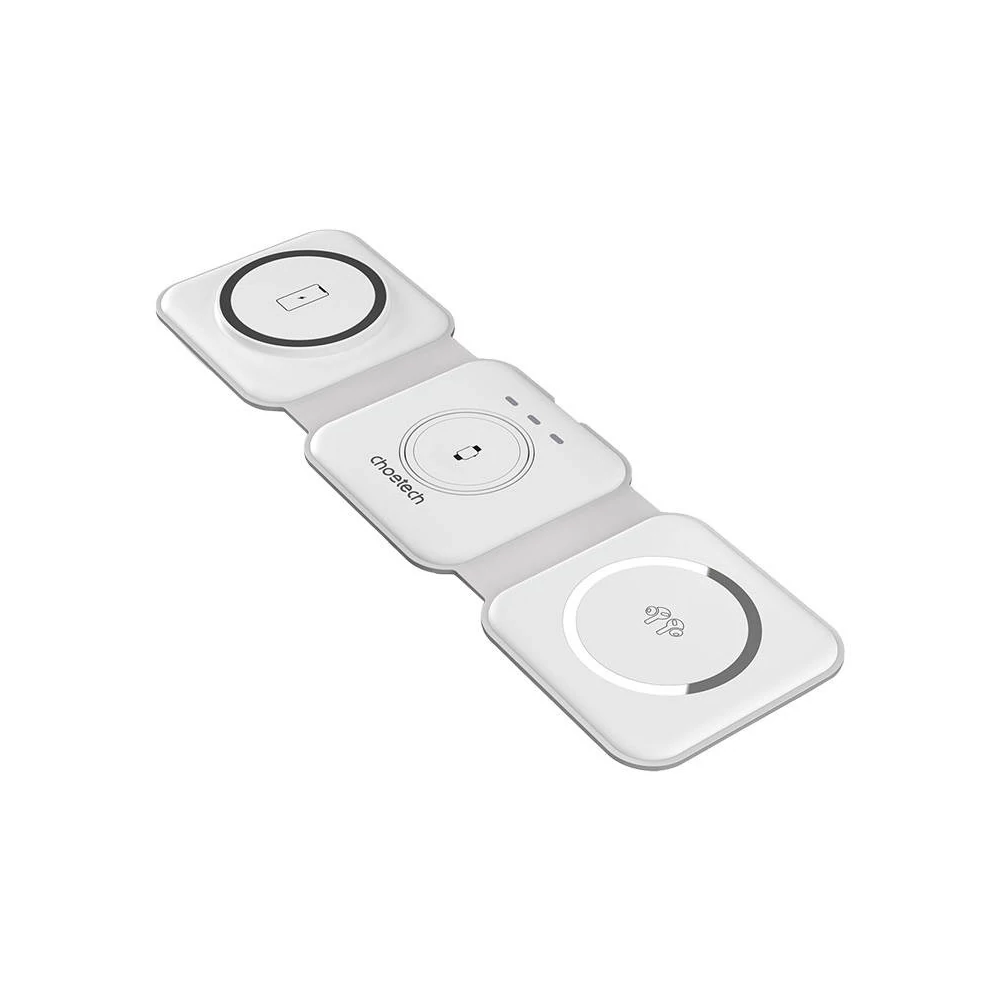 Choetech T588-F 3in1 mágneses induktív töltő 15W (fehér)