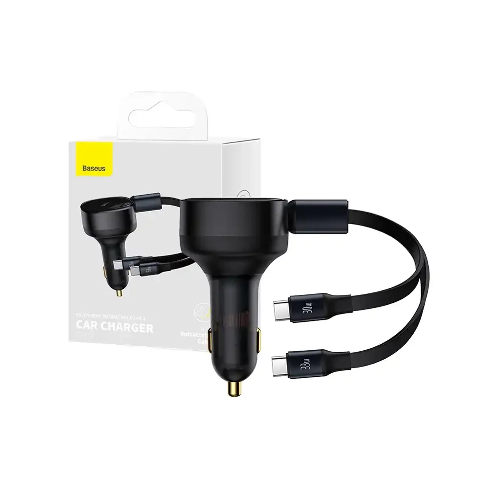 Baseus Enjoyment autós töltő USB-C kábellel, 33W (fekete)