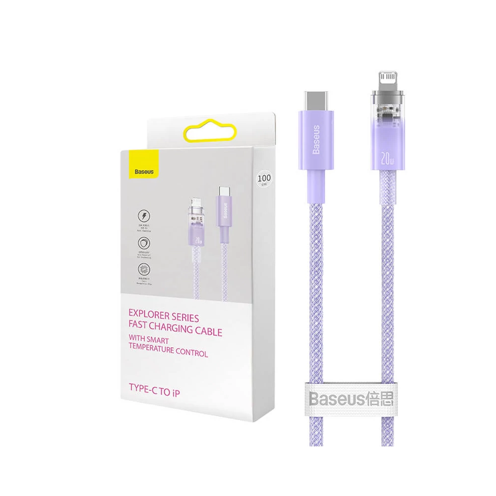 Baseus Explorer Series USB-C / Lightning gyorstöltő kábel 1m, 20W (lila)