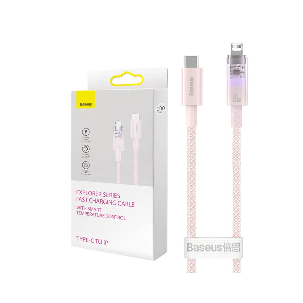 Baseus Lightning Explorer Series USB-C gyors töltőkábel 1m, 20W (rózsaszín)