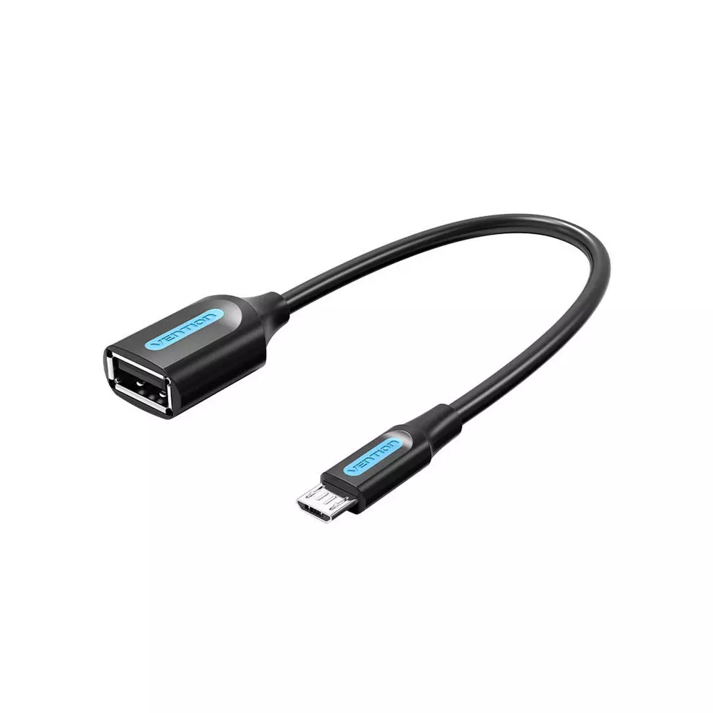 Adapter cable OTG micro USB male to USB-A female Vention CCUBB 2A 0.15m (Black)