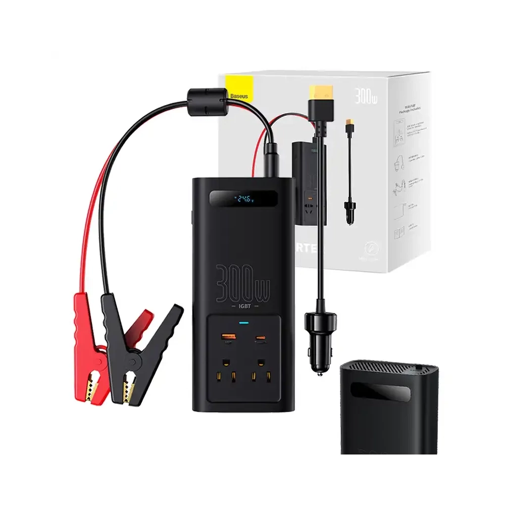 Baseus autós inverter 300W, 24V, CN / EU (fekete)