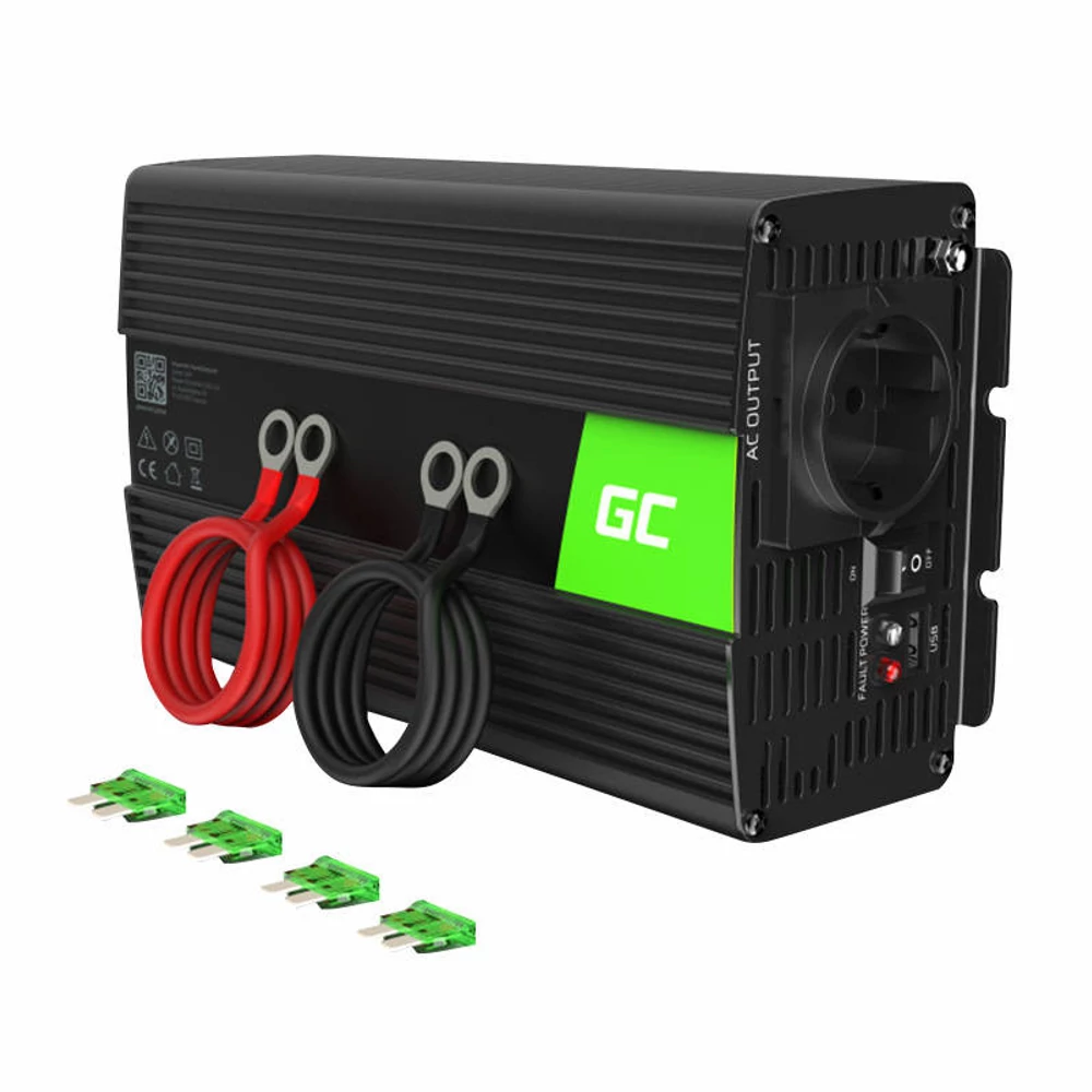 Green Cell INV08 12V-230V autó feszültség inverter 1000W/2000W, módosított szinusz hullámmal
