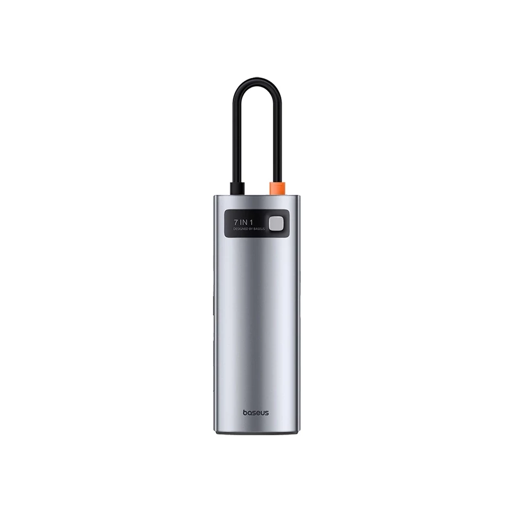 Baseus Gleam 7 az 1-ben Hub, USB-C 1x HDMI4K 60Hz + 3x USB3.0 + 1x PD + 1x SD/TF (szürke)