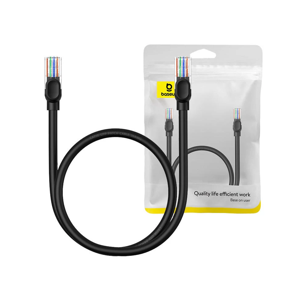 Baseus Ethernet CAT5 hálózati kábel, 0,5m (fekete)