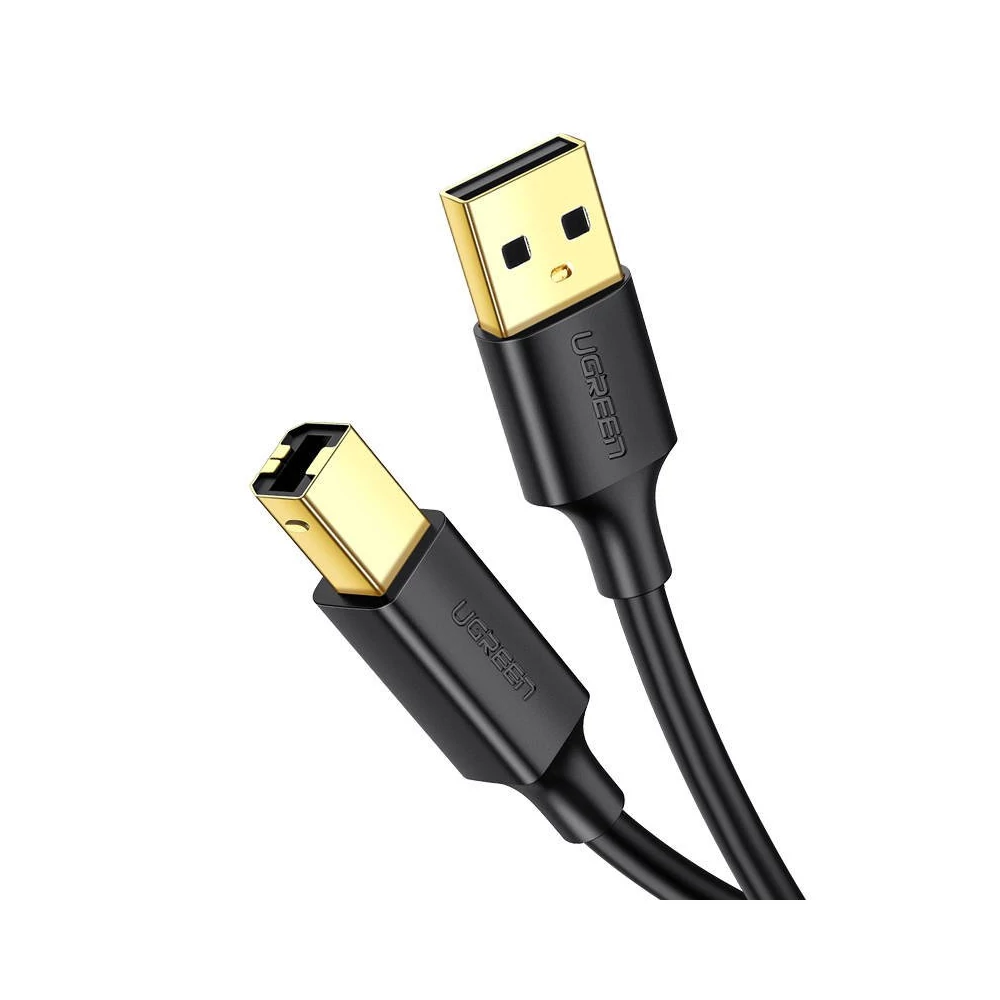 UGREEN US135 USB 2.0 AB nyomtatókábel, aranyozott, 1,5 m (fekete)