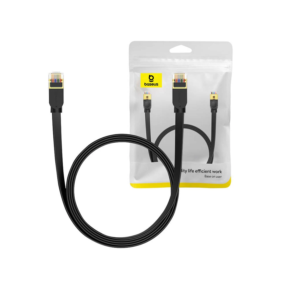 Baseus Cat 7 UTP Ethernet RJ45 lapos kábel, 2 m (fekete)