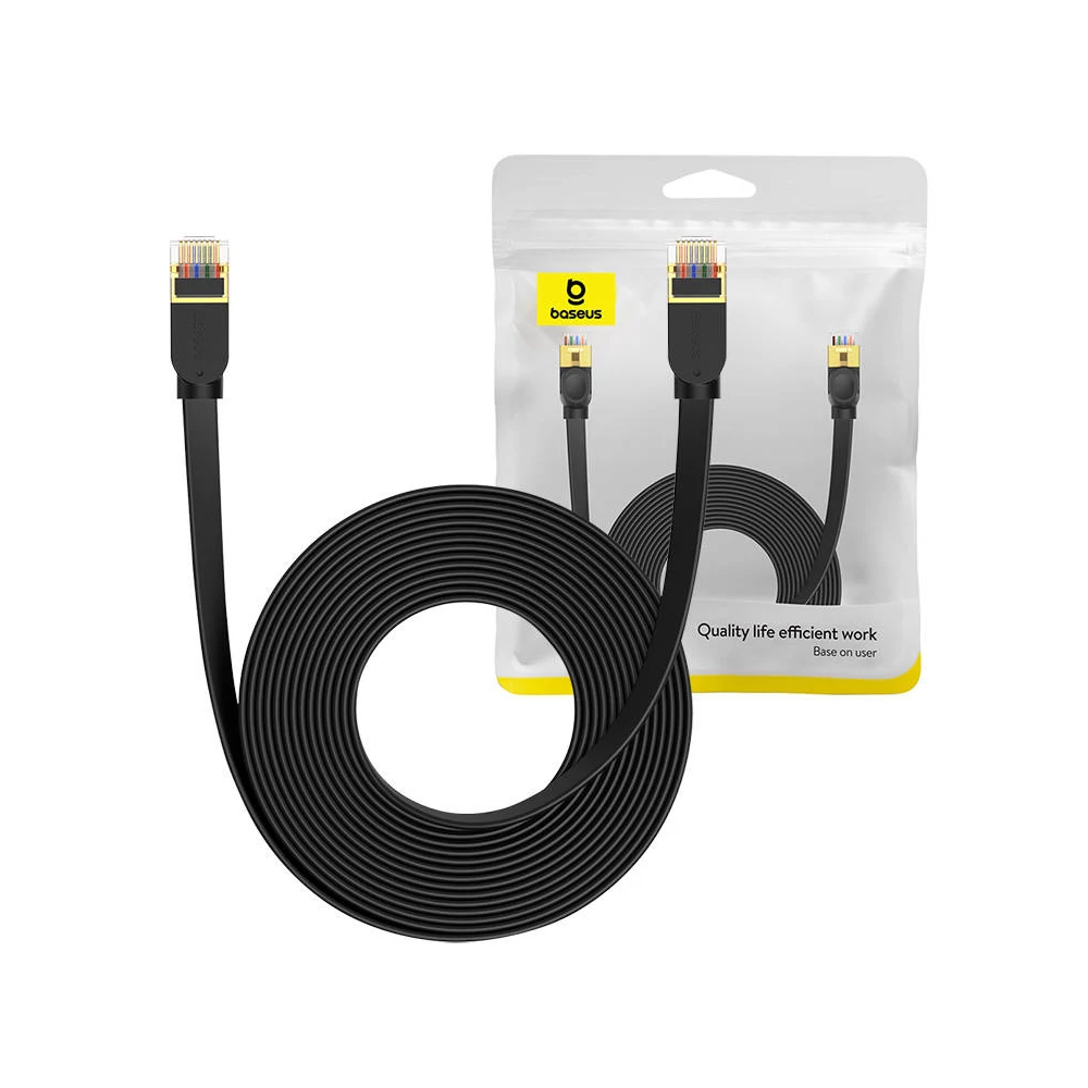Baseus Cat 7 UTP Ethernet RJ45 lapos kábel, 8 m (fekete)