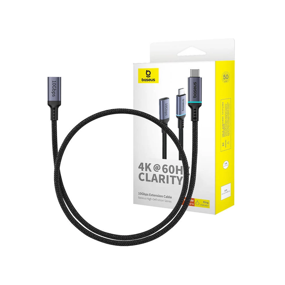 Baseus High Definition hosszabbító kábel USB-C (apa-anya) 10Gbps, 0,5m (fekete)