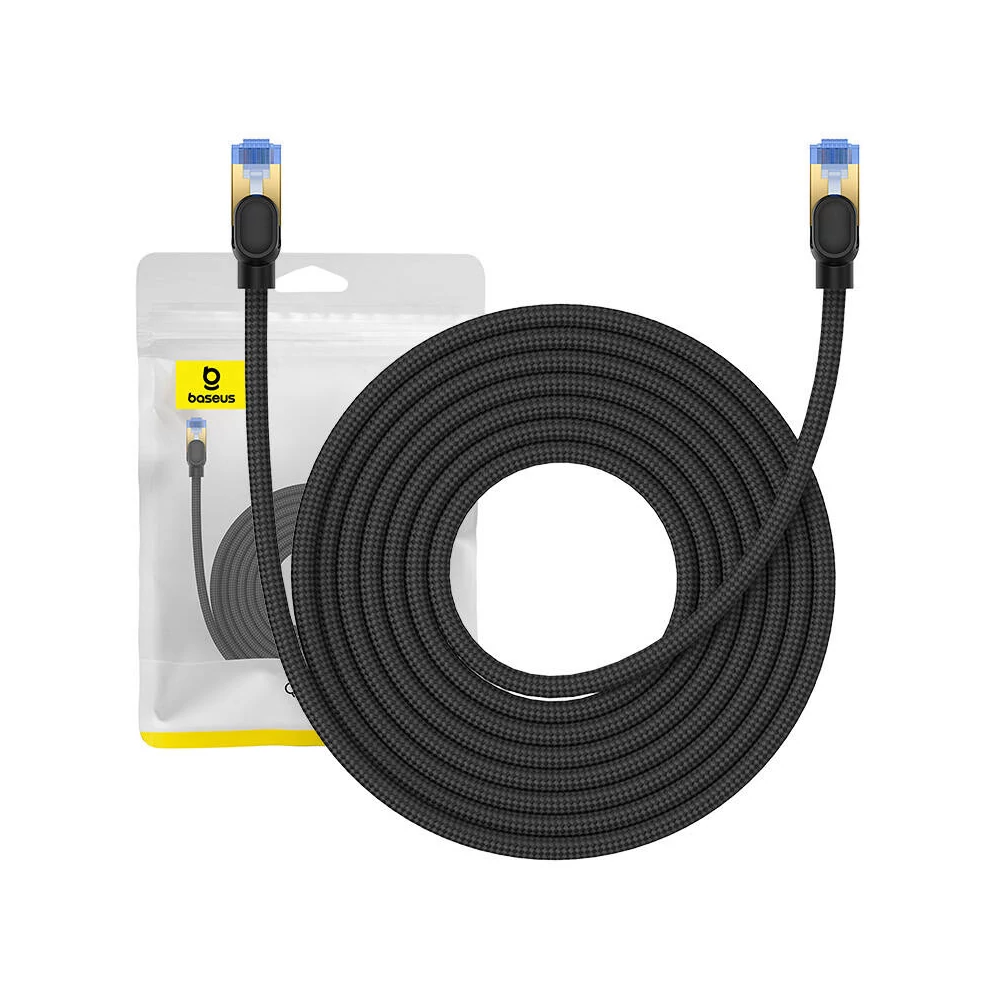 Baseus fonott hálózati kábel Cat.7, Ethernet RJ45, 10Gbps, 8m (fekete)