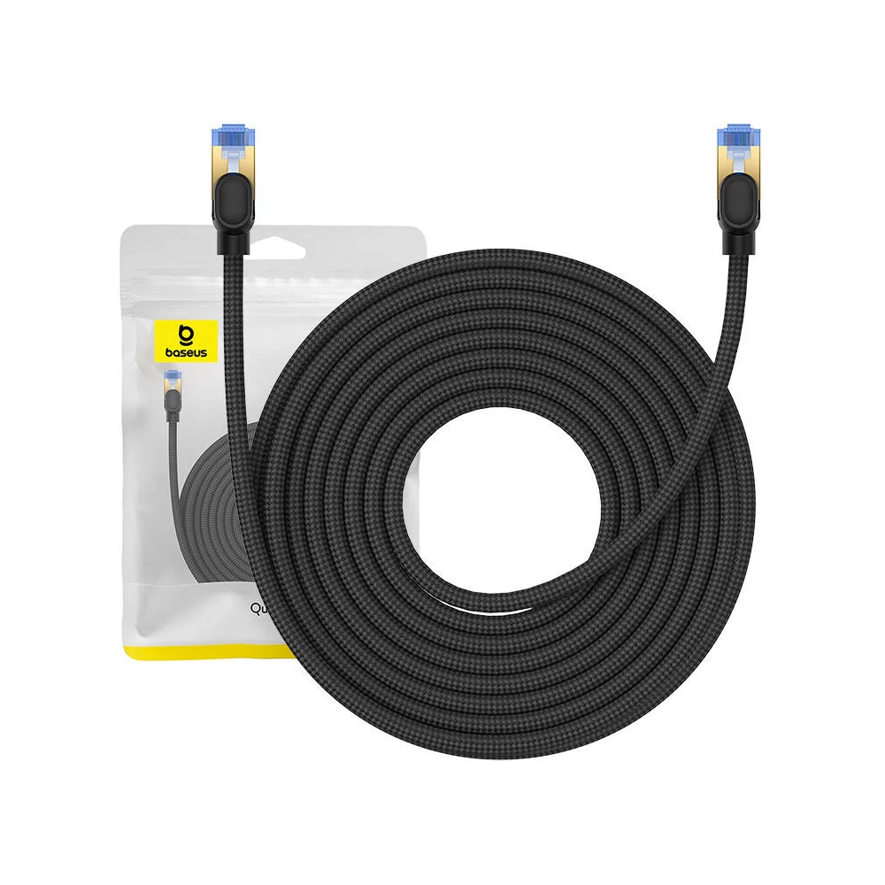 Baseus Ethernet RJ45 fonott hálózati kábel cat.7, 10 Gbps, 10m (fekete)