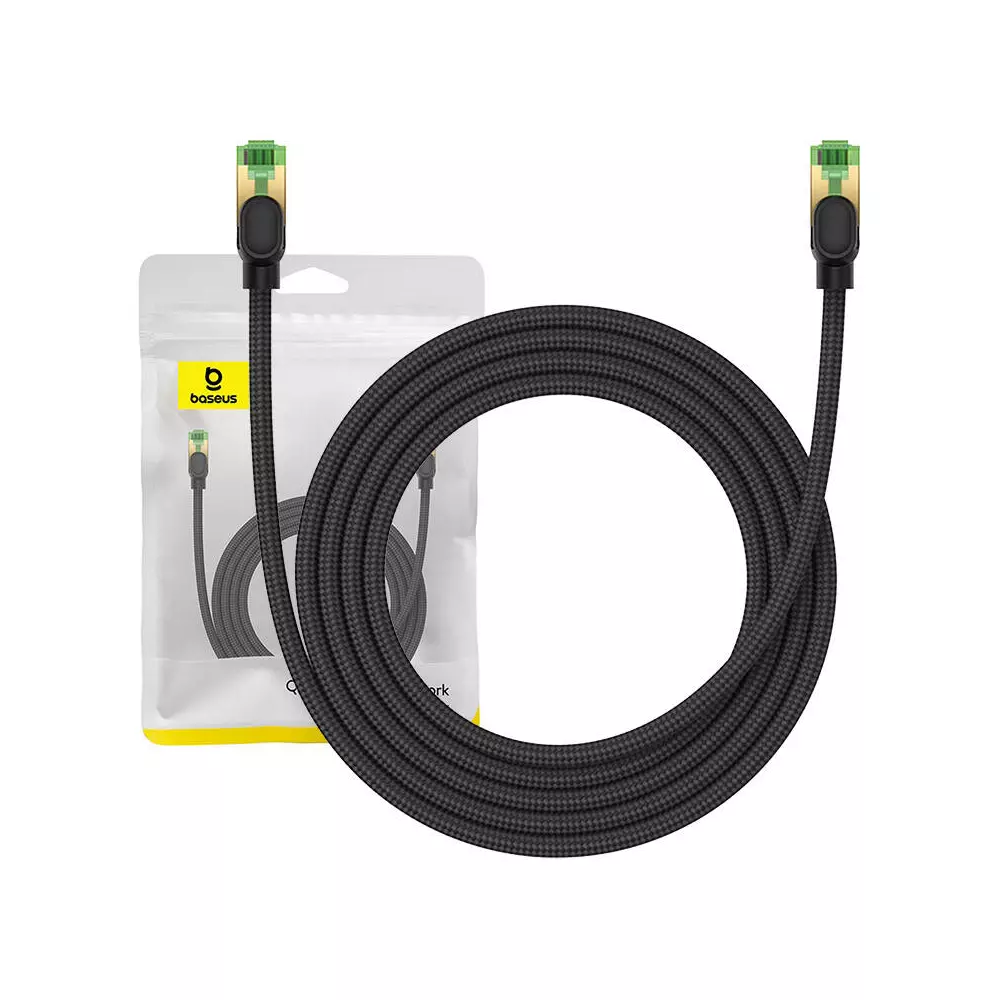 Baseus fonott hálózati kábel Cat.8, Ethernet RJ45, 40 Gbps, 2m (fekete)