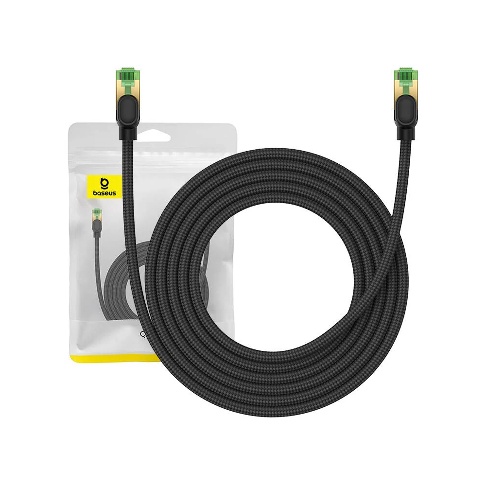Baseus fonott hálózati kábel Cat.8, Ethernet RJ45, 40 Gbps, 3m (fekete)