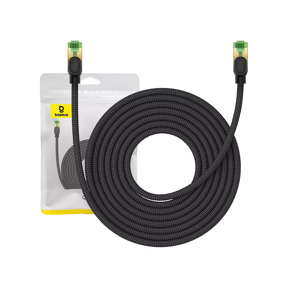 Baseus fonott hálózati kábel Cat.8, Ethernet RJ45, 40 Gbps, 8m (fekete)