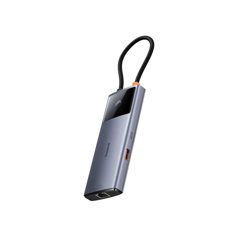 Baseus Metal Gleam II Series 6 az 1-ben hub USB-C, 3x USB 3.0, HDMI, USB-C PD, Ethernet RJ45