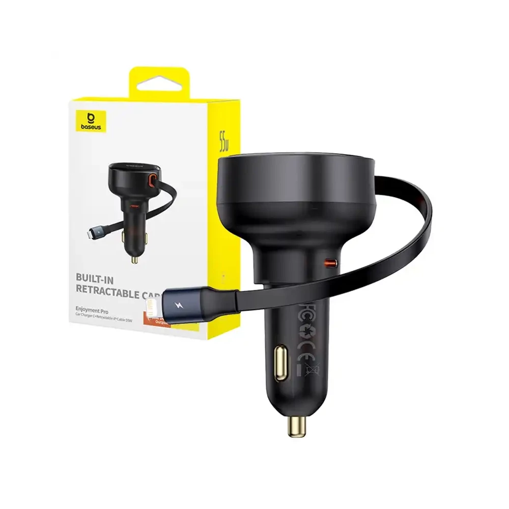 Baseus Enjoyment Pro autós töltő USB-C - Lightning kábellel, 55W (fekete)
