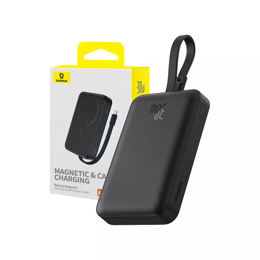 Baseus MagSafe Magnetic Mini Powerbank 10000mAh, USB-C, 30W (fekete)