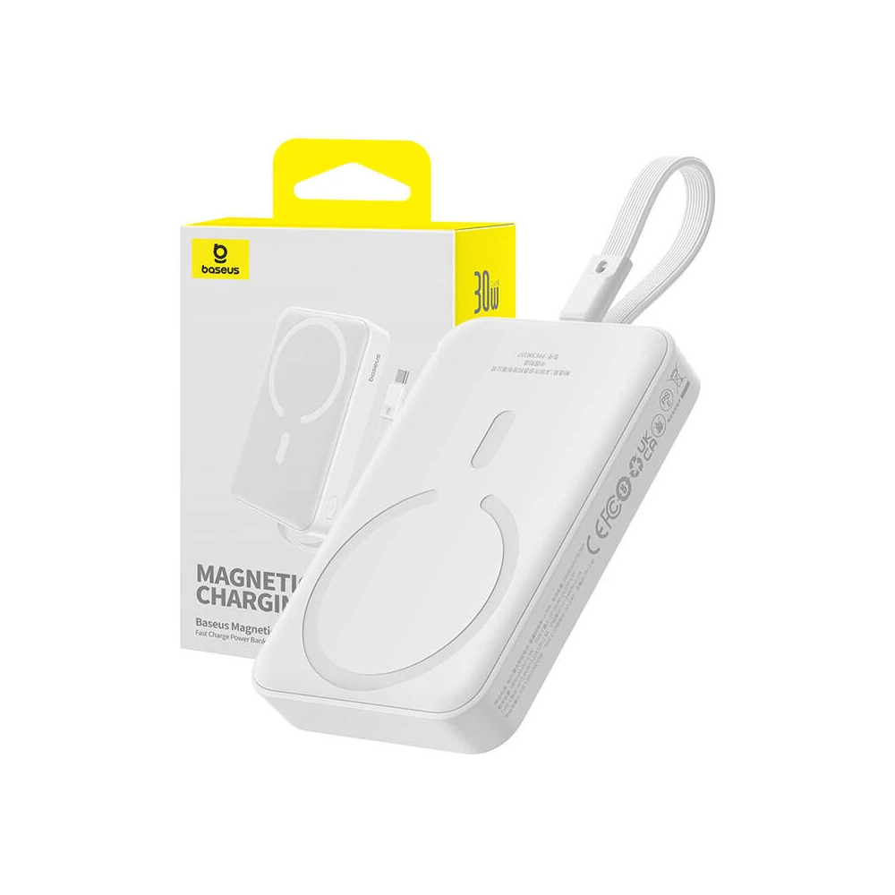 Baseus Magnetic Mini Powerbank, 10000mAh, USB-C 30W, MagSafe (fehér)