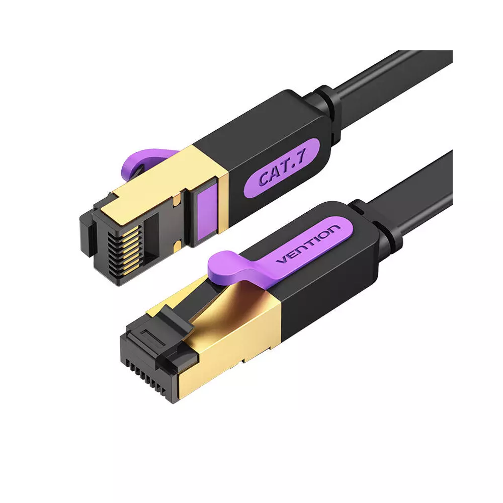 Flat Network Cable UTP CAT7 Vention ICABD RJ45 Ethernet 10Gbps 0.5m Black