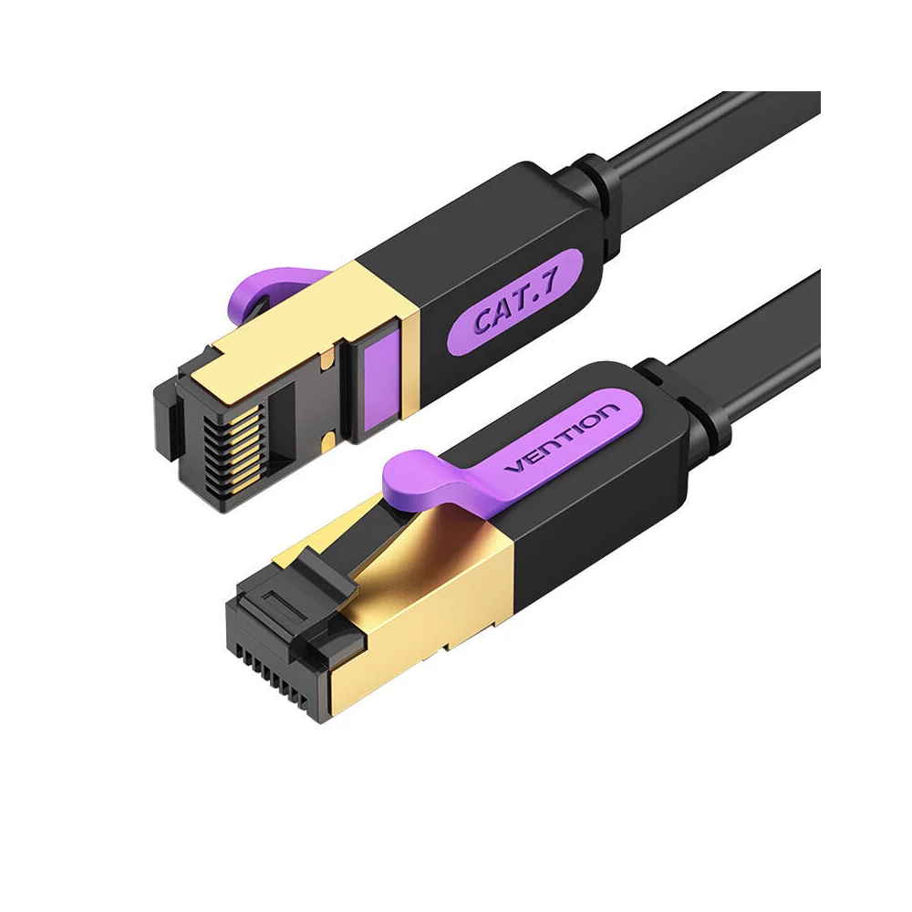 Lapos hálózati kábel UTP CAT7 Vention ICABN RJ45 Ethernet 10Gbps 15m Fekete 15m Fekete