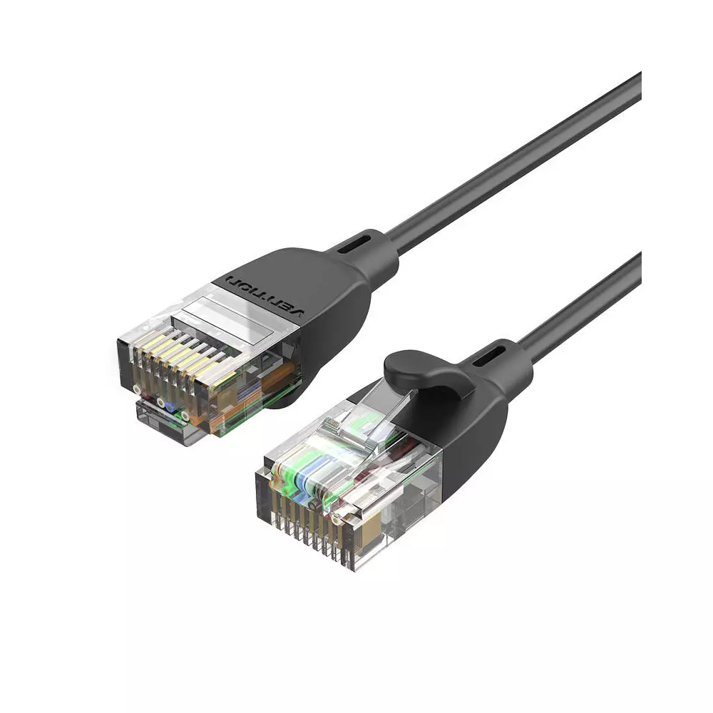 Network Cable UTP CAT6A Vention IBIBI RJ45 Ethernet 10Gbps 3m Black Slim Type