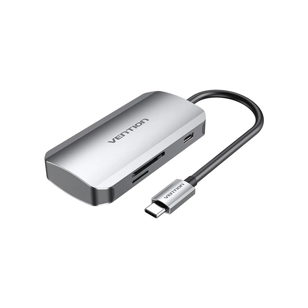 USB-C 3x USB3.0 dokkolóállomáshoz, SD, TF, PD 0.15m Vention TNHHHB, szürke
