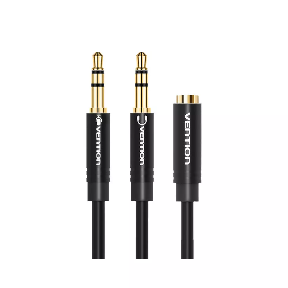 Cable Audio 2x 3.5mm male to 3,5mm female Vention BBUBY 0.3m Black