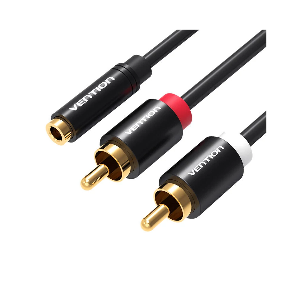 Cable Audio 3.5mm Female to 2x RCA Male Vention VAB-R01-B100 1m Black