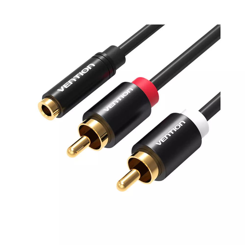 Cable Audio 3.5mm Female to 2x RCA Male Vention VAB-R01-B200 2m Black