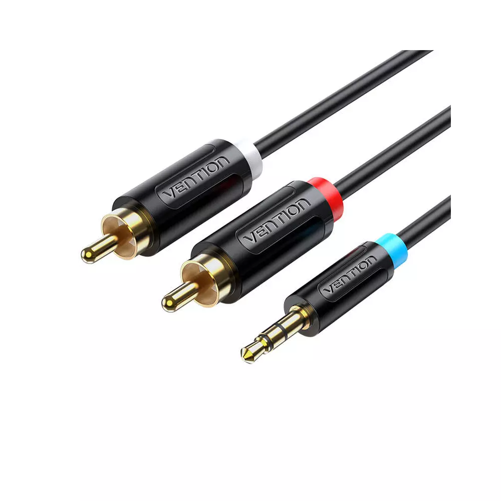Cable Audio Adapter Cable 3.5mm Male to 2x Male RCA Vention BCLBJ 5m Black