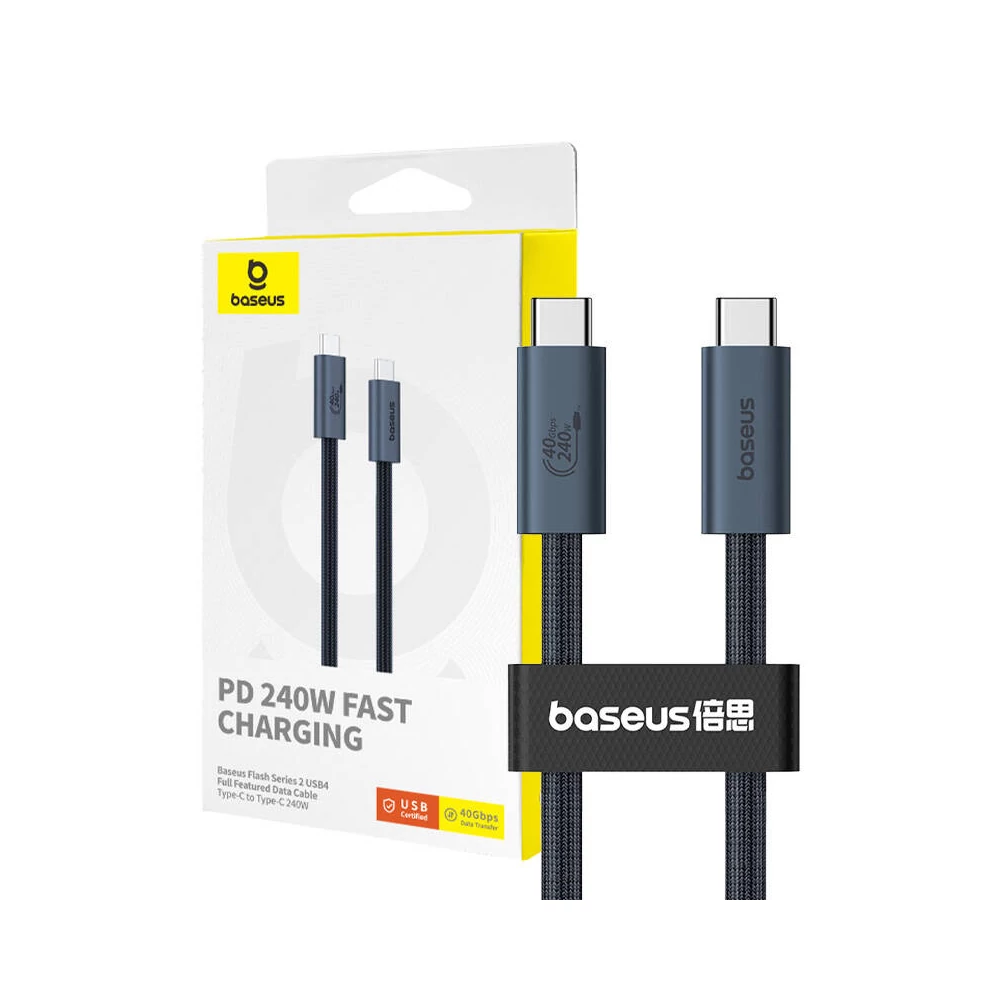 Baseus Flash gyorstöltő kábel USB-C, 240W, 1m (fekete)