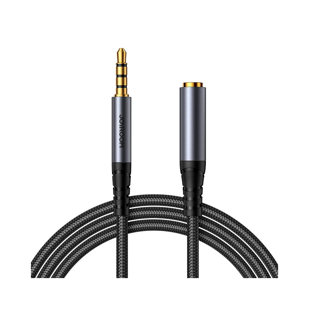 Joyroom SY-A09 AUX extension cable 3.5mm mini jack female to 3.5mm mini jack male, braided, 1.2m (black)
