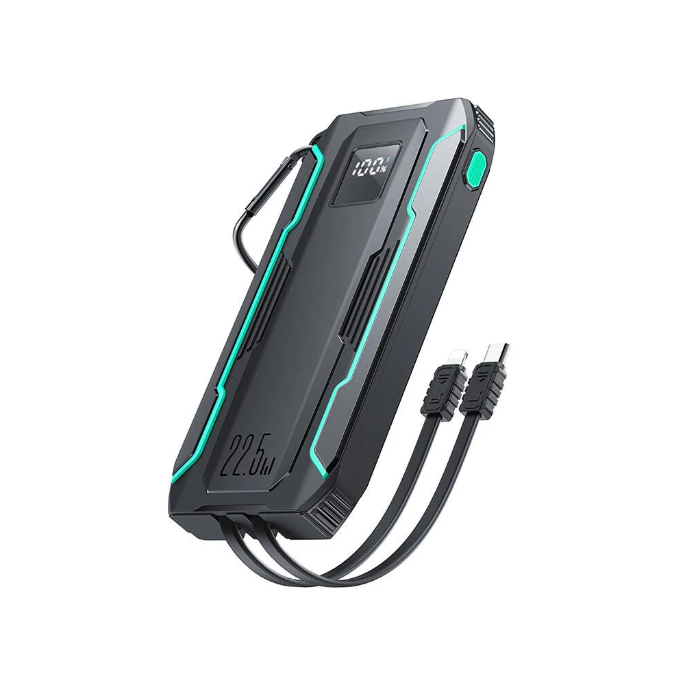 Powerbank Joyroom JR-L017 10000mAh, 22.5W, Lightning + USB-C kábellel (fekete)