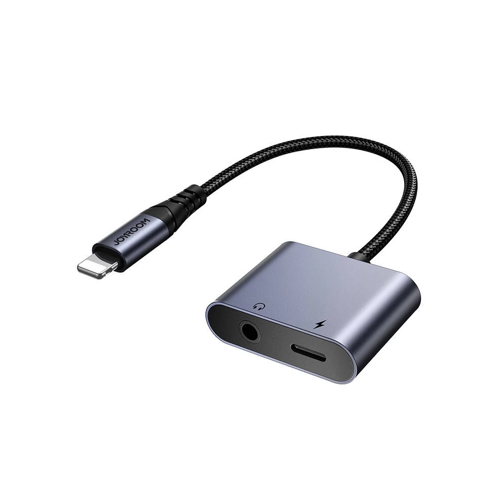 2-in-1 Audio adapter Joyroom SY-L01 Lightning to 3.5mm + Lightning (black)