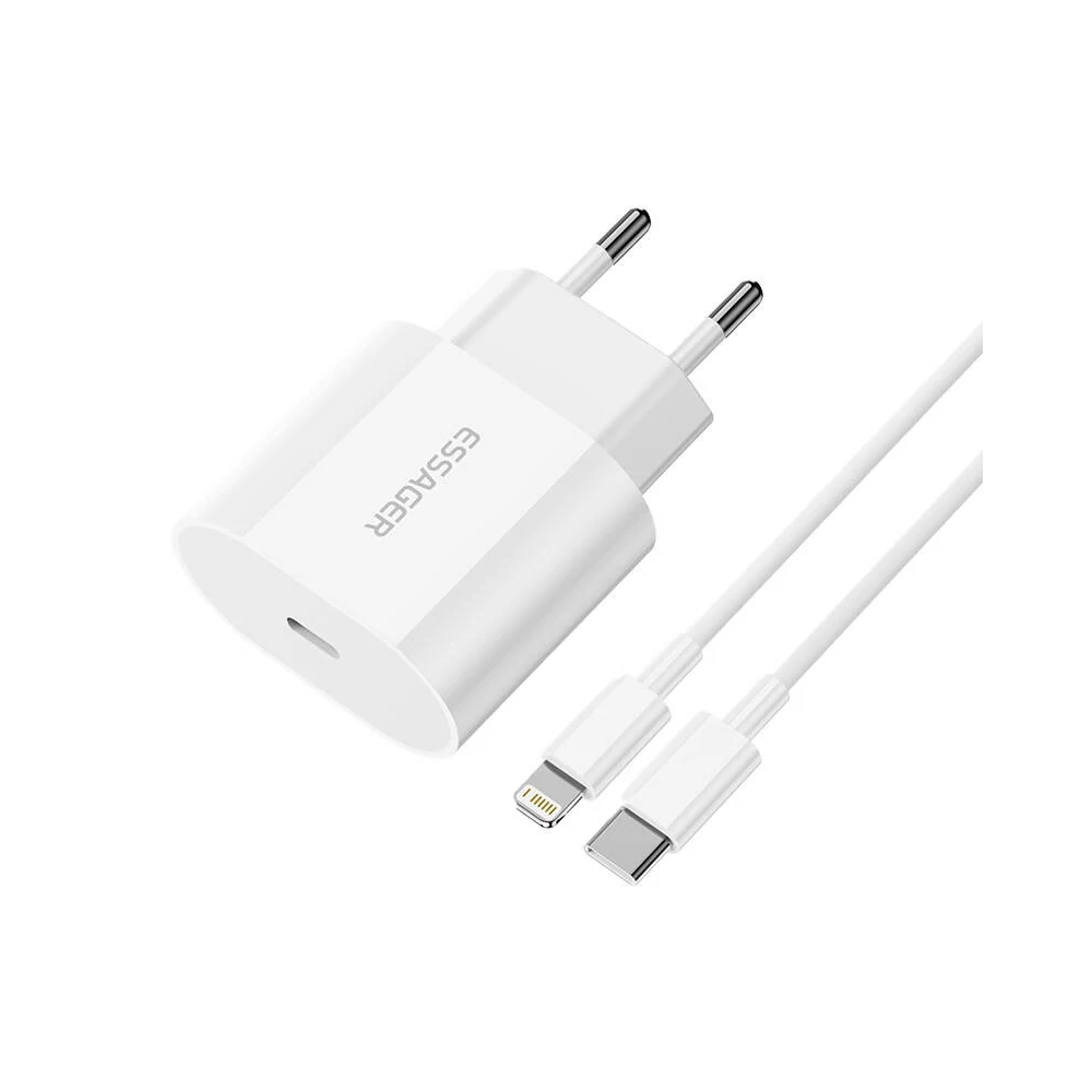 Charger USB-C 20W Essager with USB-C to Lightning cable (white)