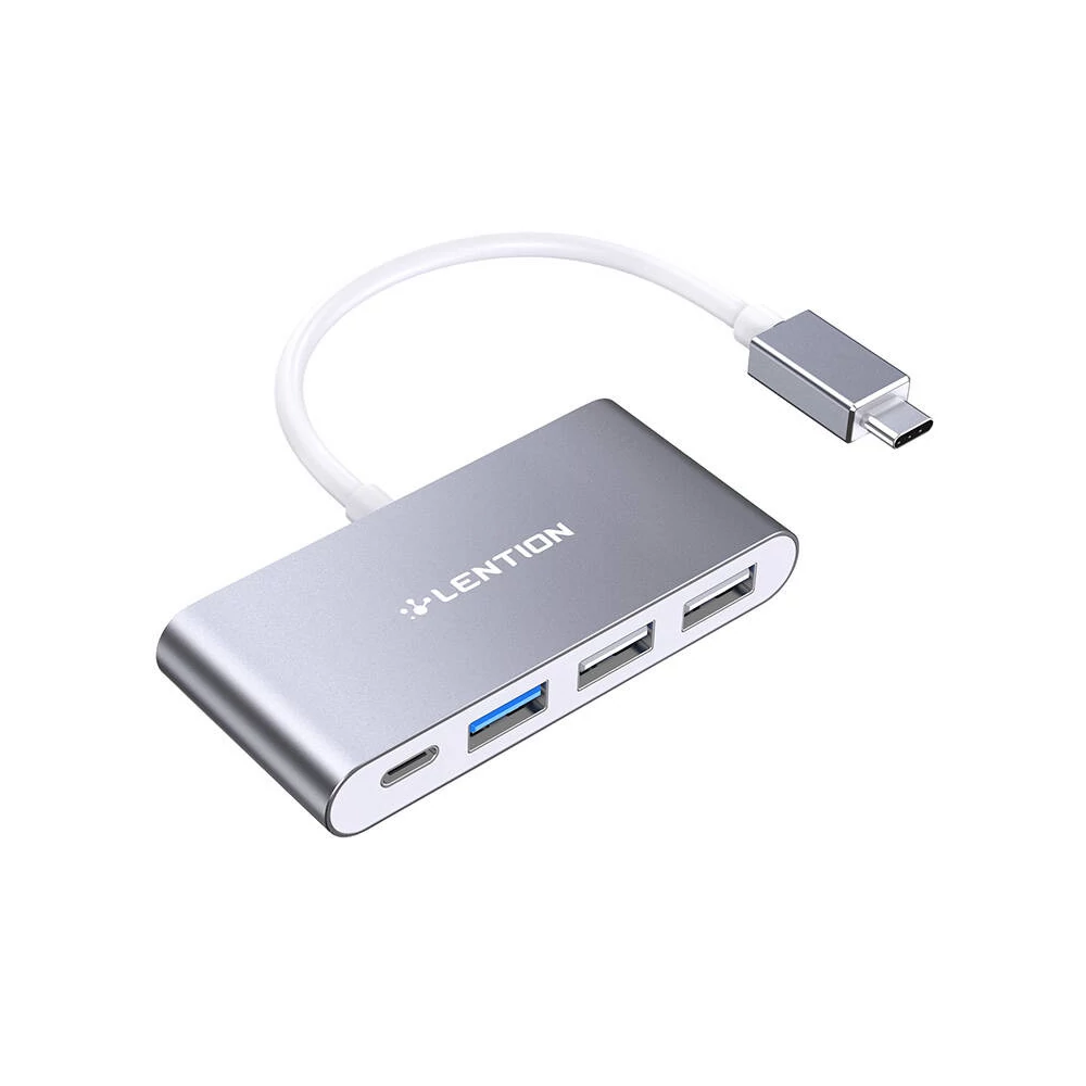 Lention 4in1 Hub USB-C to USB 3.0 + 2x USB 2.0 + USB-C (gray)