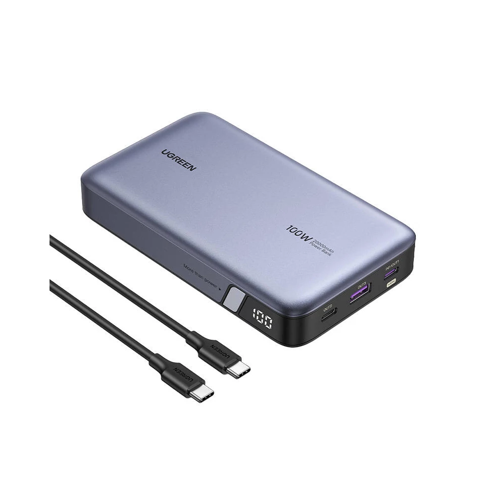 UGREEN PB720 powerbank 20000mAh, USB + 2x USB-C, 100W PD (szürke)