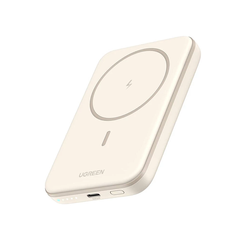 Mágneses Powerbank 5000mAh Ugreen PB560, USB-C, 15W (bézs)