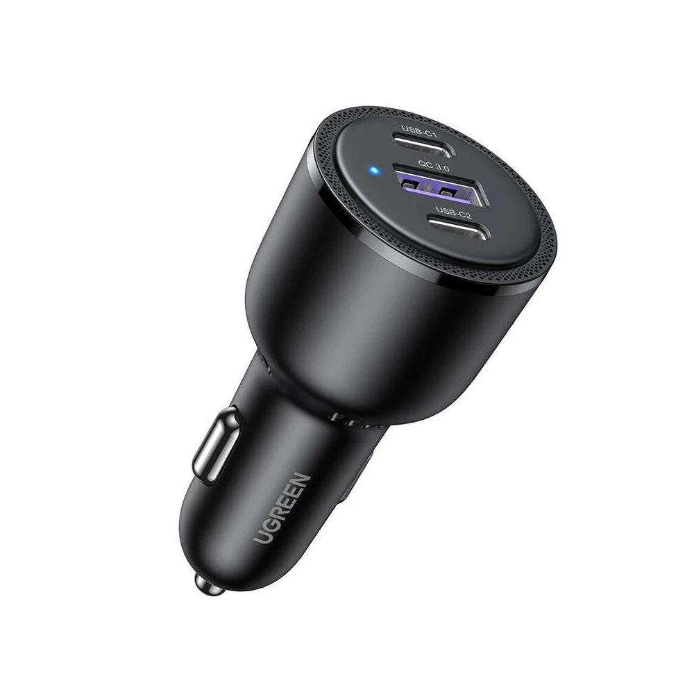 Ugreen car charger 20467B 2x USB-C + USB, 69W (black)