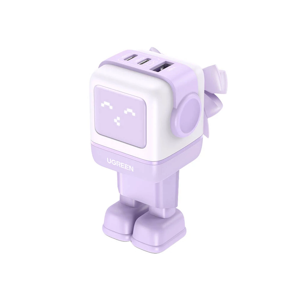 UGREEN Nexode RG (Robot GaN) hálózati töltő, USB + 2x USB-C, 65W (lila)