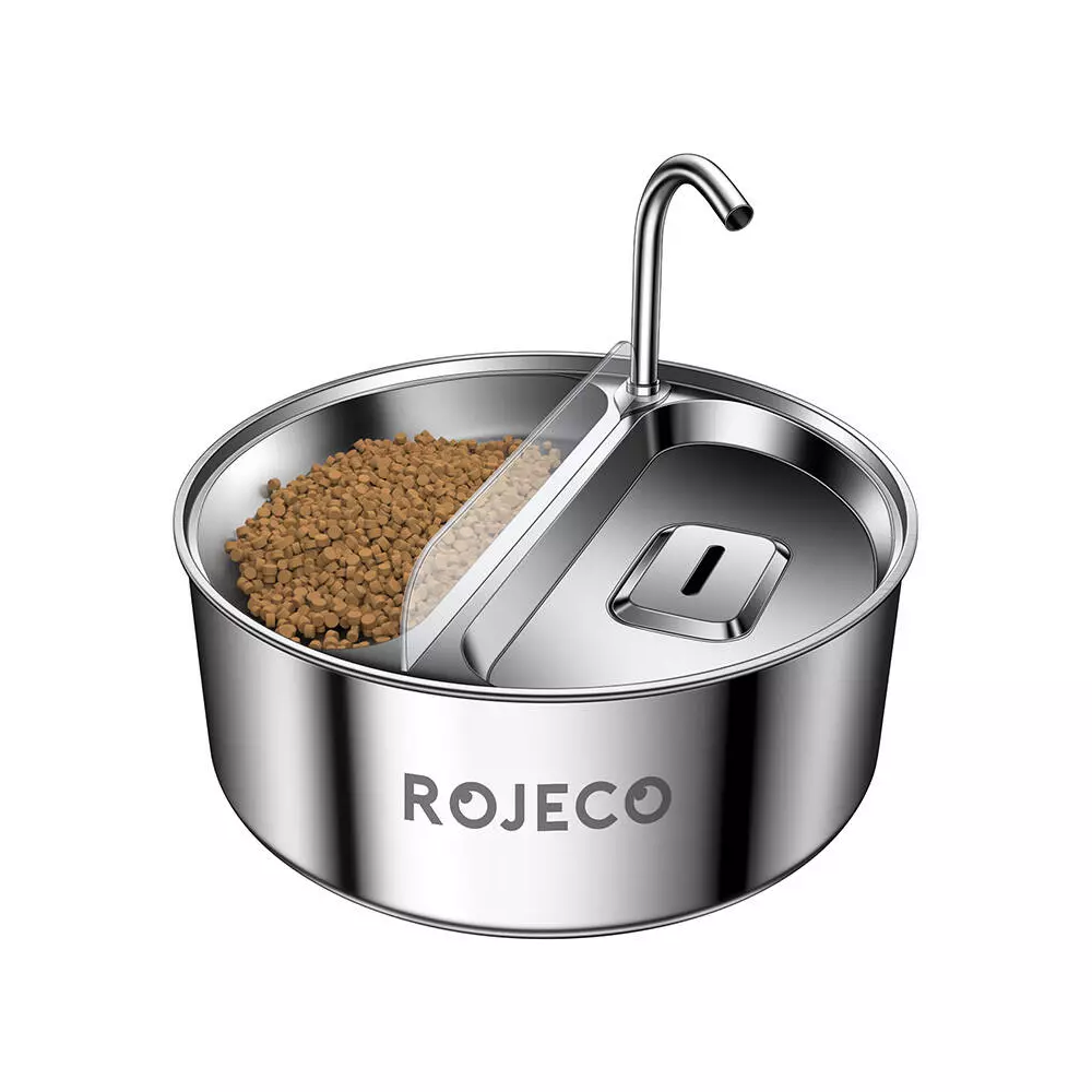 Stainless Steel Pet Water fountain & Feeder 2in1 3.2l Rojeco