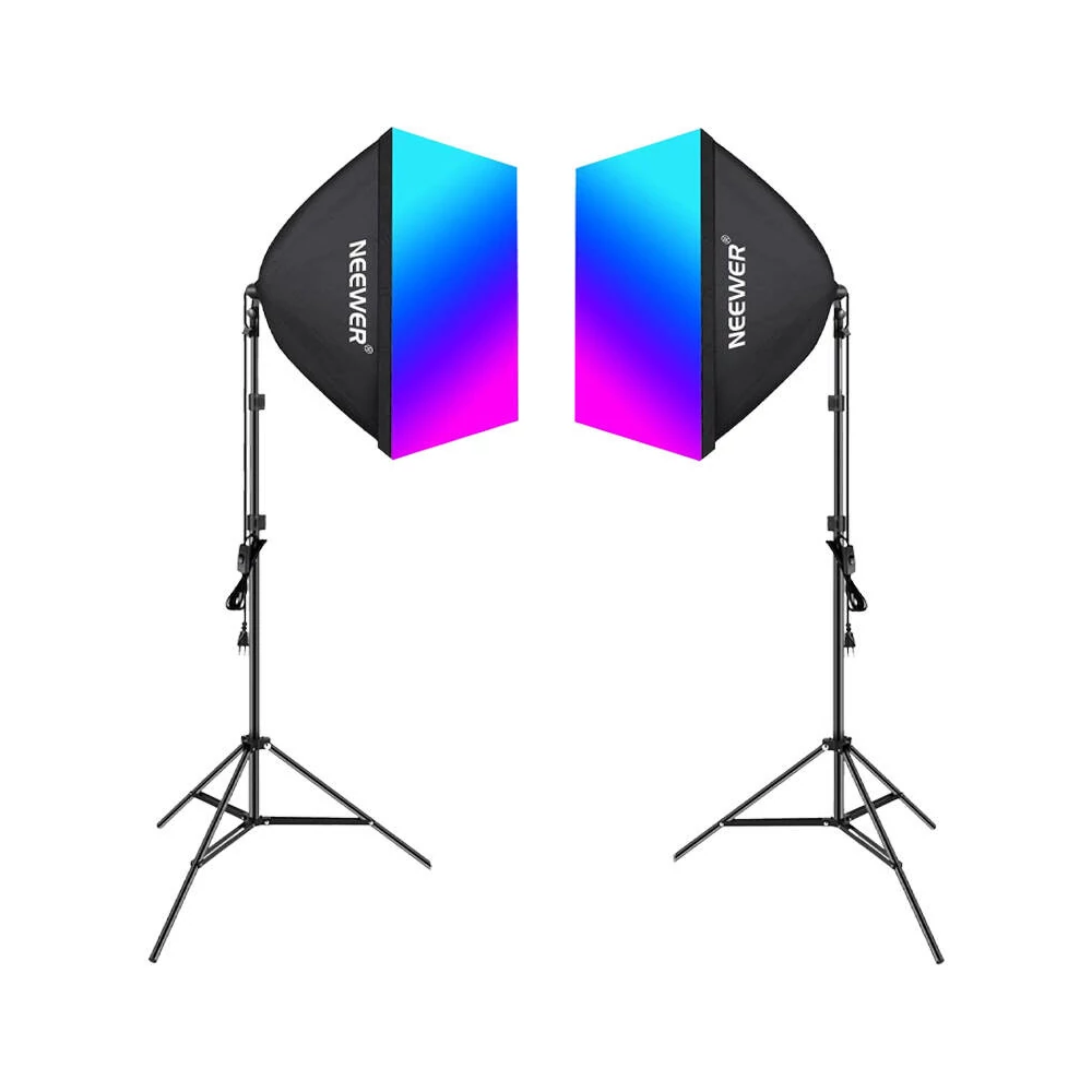 Kit Neewer NK800 two softboxes + bulbs RGB 24W 2700-6500K + tripods + barndoors