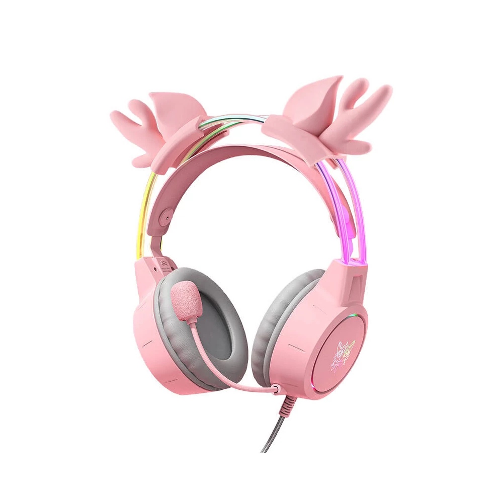 ONIKUMA X15Pro Gaming Headphones Pink/Deer Horns