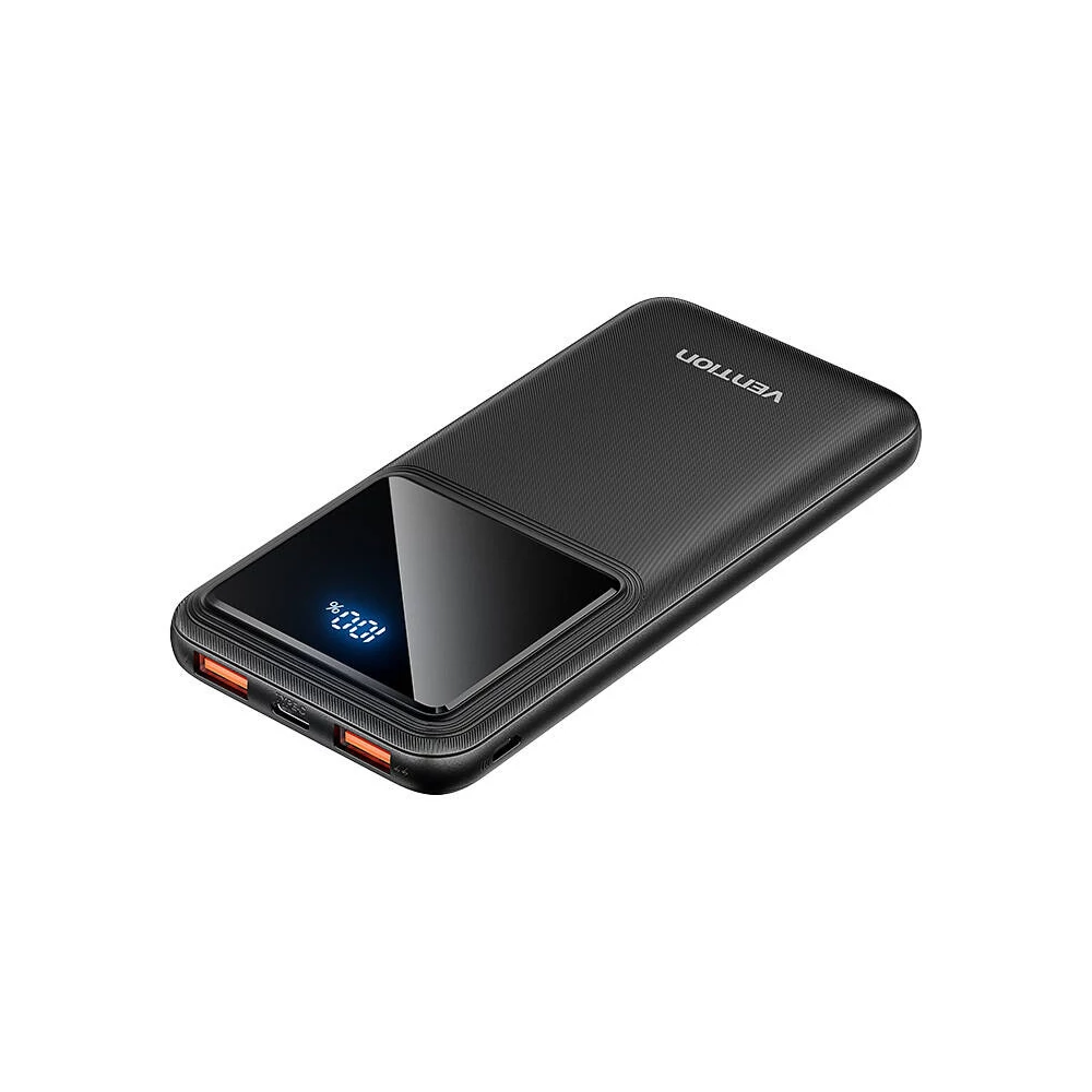 Powerbank, Vention,  FHKB0, 10000mAh, Micro-USB, USB-C, 2xUSB-A, 22.5W (black)